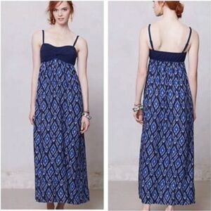 Anthropologie Lilka Cobalt Blue Ikat Maxi
Dress, Small Boho Hippie Summer Straps